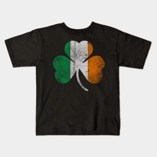 Vintage Flag of Ireland Shamrock Kids T-Shirt